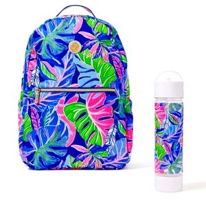 Lilly Pulitzer backpack and water bottle